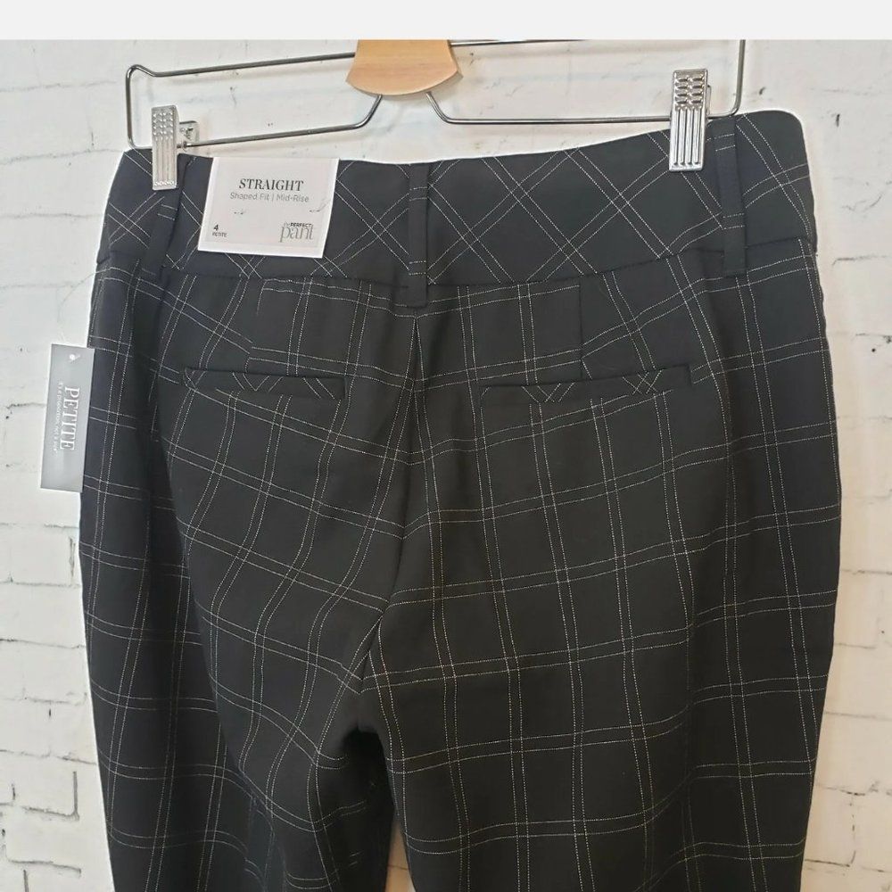 Christopher & Banks Pants 4p Black Plaid Shaped Fit Mid Rise Trouser Career New — image 5 of 8